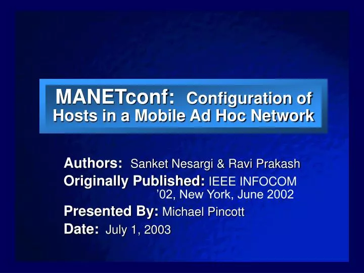 manetconf configuration of hosts in a mobile ad hoc network
