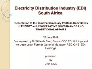 Electricity Distribution Industry (EDI) South Africa