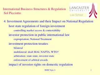 International Business Structures &amp; Regulation Sol Picciotto