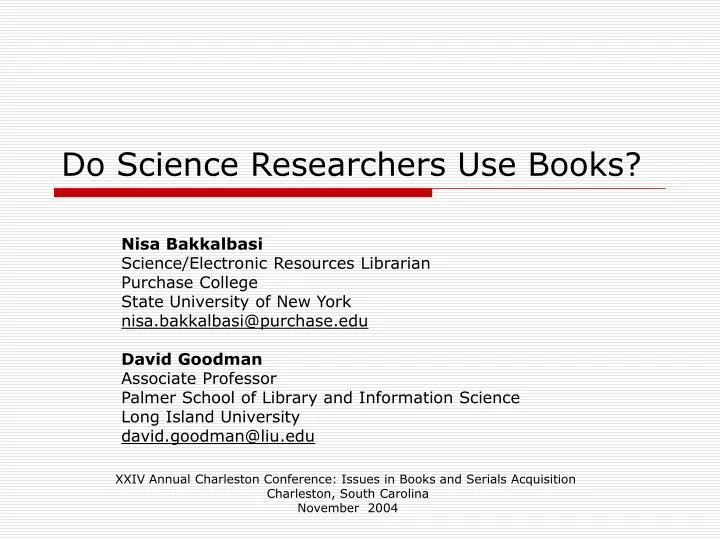 do science researchers use books