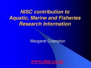 NISC contribution to Aquatic, Marine and Fisheries Research Information
