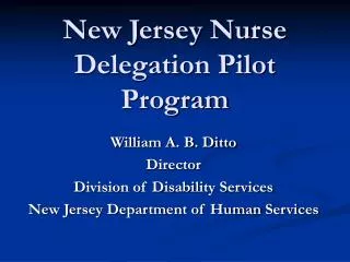 New Jersey Nurse Delegation Pilot Program