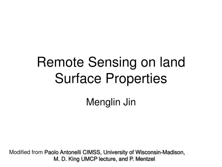 remote sensing on land surface properties