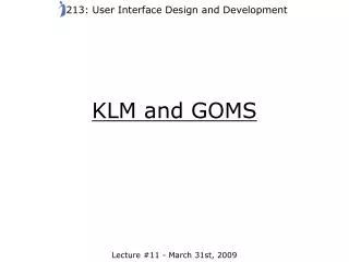 KLM and GOMS