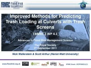 Improved Methods for Predicting Trash Loading at Culverts with Trash Screens