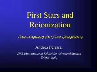First Stars and Reionization