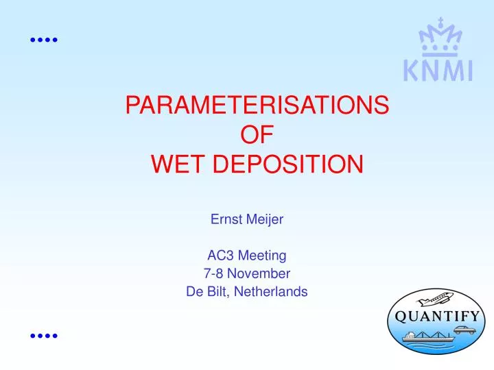 parameterisations of wet deposition