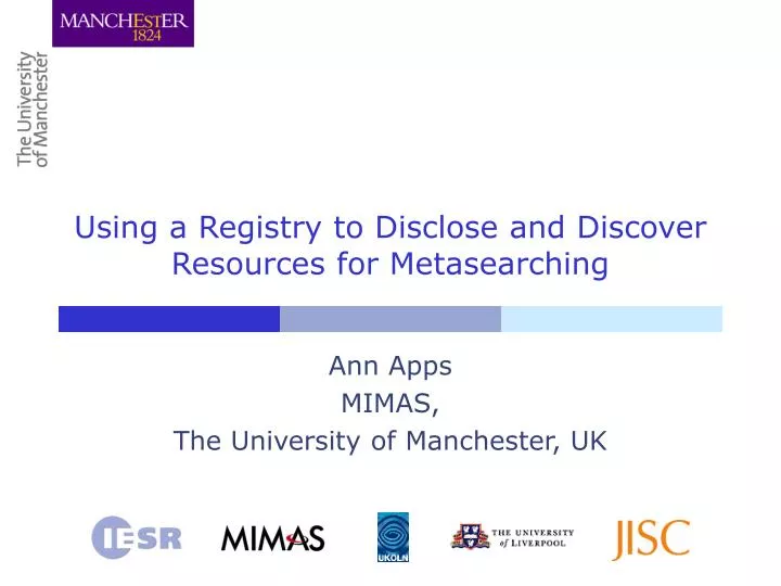 using a registry to disclose and discover resources for metasearching