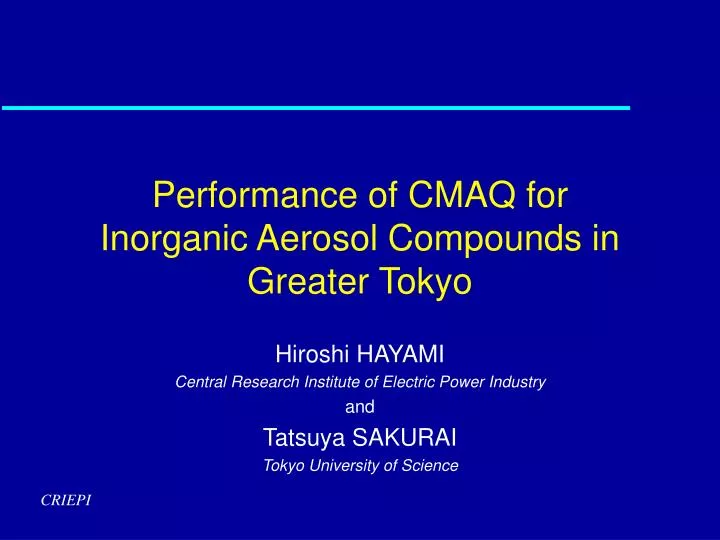 performance of cmaq for inorganic aerosol compounds in greater tokyo