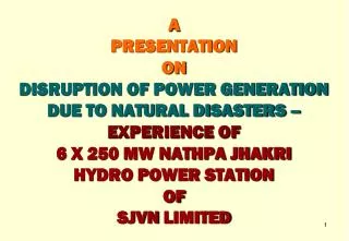 BRIEF INTRODUCTION OF NATHPA JAHKRI HYDRO POWER STATION