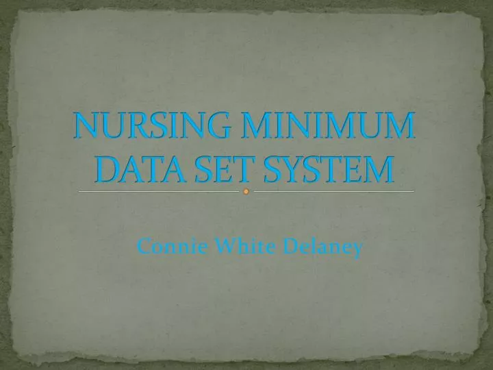 nursing minimum data set system