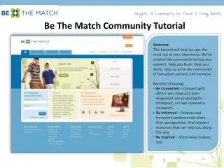Be The Match Community Tutorial