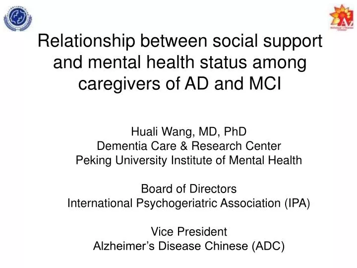relationship between social support and mental health status among caregivers of ad and mci