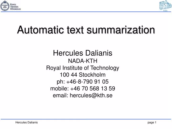 automatic text summarization
