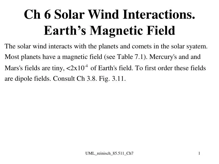 ch 6 solar wind interactions earth s magnetic field