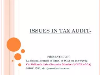 ISSUES IN TAX AUDIT-