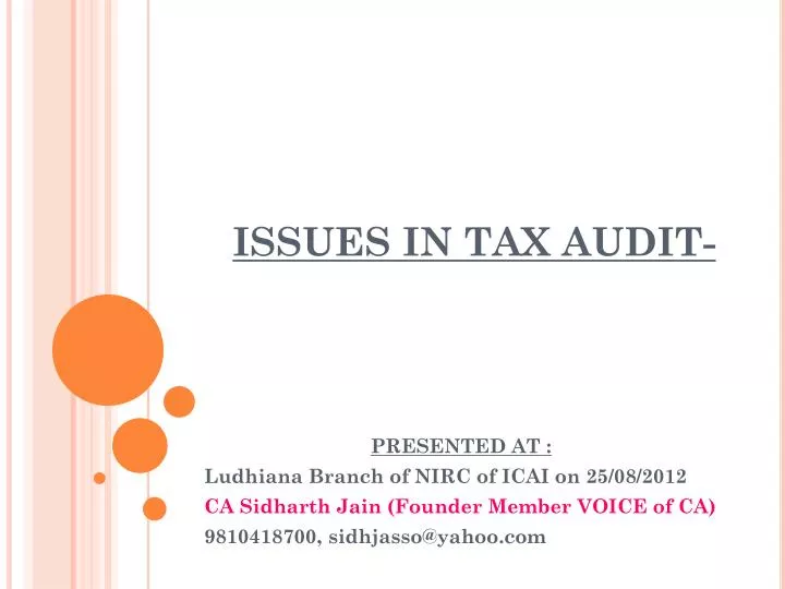 issues in tax audit