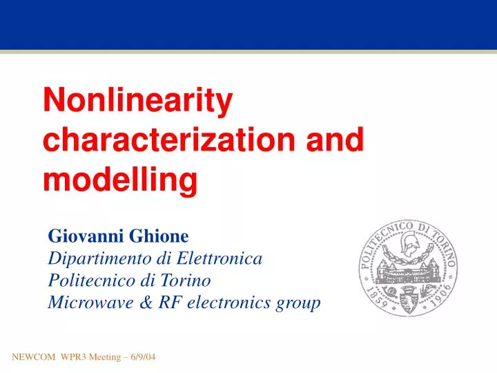 nonlinearity characterization and modelling