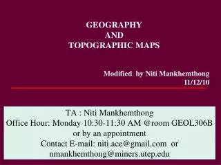GEOGRAPHY AND TOPOGRAPHIC MAPS