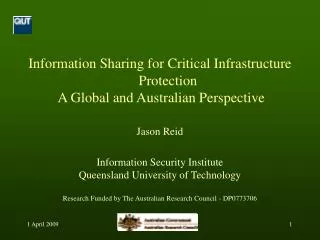 Information Sharing for Critical Infrastructure Protection A Global and Australian Perspective