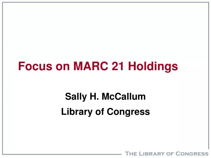focus on marc 21 holdings