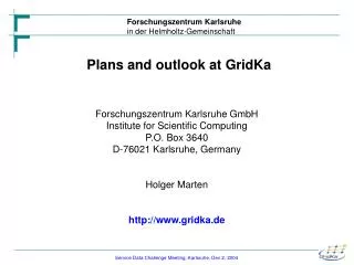 Plans and outlook at GridKa