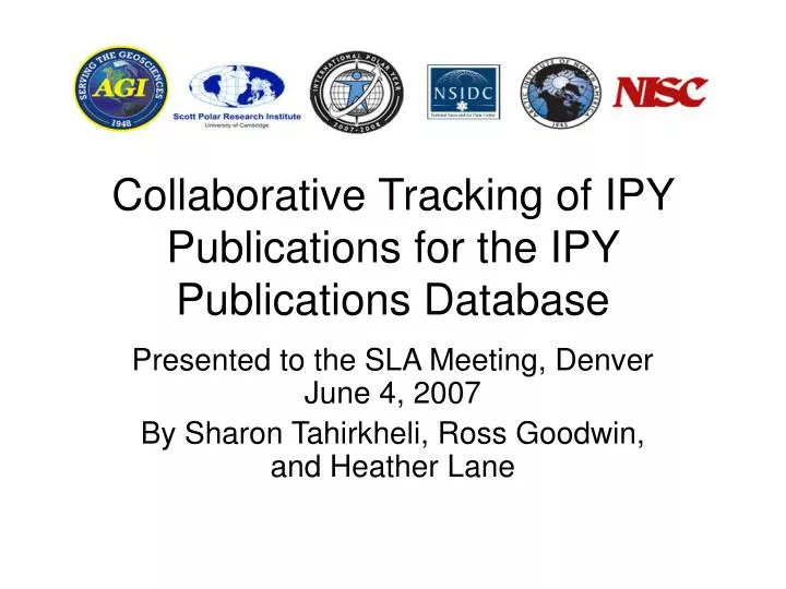 collaborative tracking of ipy publications for the ipy publications database