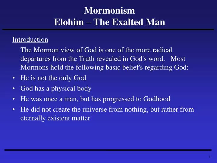 mormonism elohim the exalted man