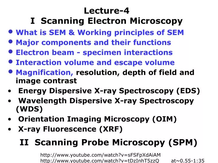 lecture 4 i scanning electron microscopy