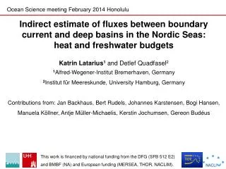 Indirect estimate of fluxes between boundary current and deep basins in the Nordic Seas: