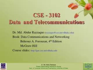 CSE - 3102 Data and Telecommunications