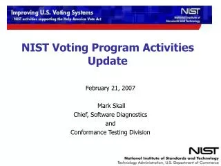 NIST Voting Program Activities Update