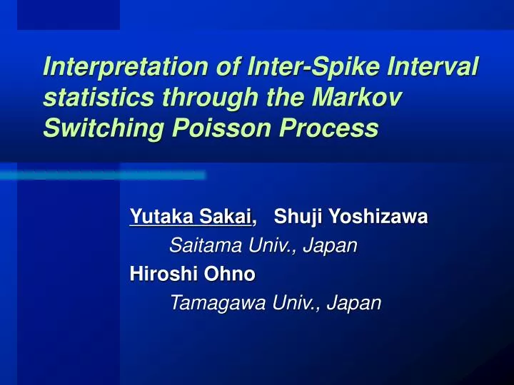 interpretation of inter spike interval statistics through the markov switching poisson process
