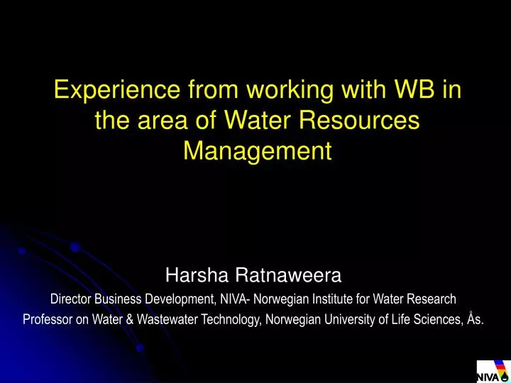 experience from working with wb in the area of water resources management