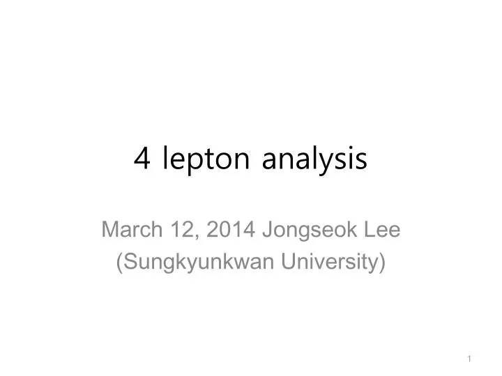 4 lepton analysis