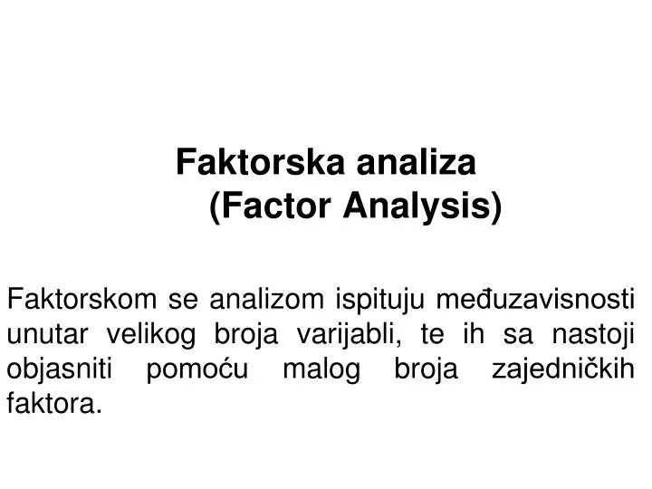 faktorska analiza factor analysis