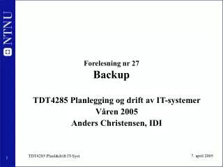 forelesning nr 27 backup