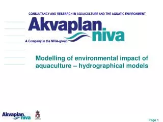 CONSULTANCY AND RESEARCH IN AQUACULTURE AND THE AQUATIC ENVIRONMENT