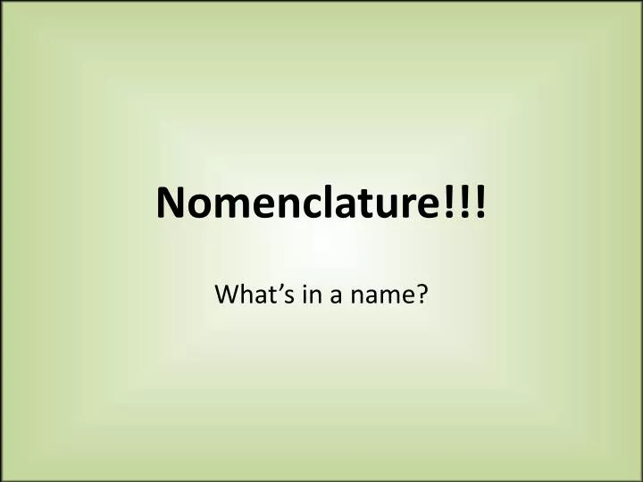 nomenclature