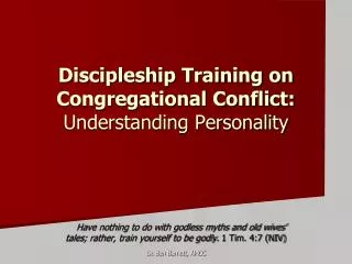 Discipleship Training on Congregational Conflict: Understanding Personality