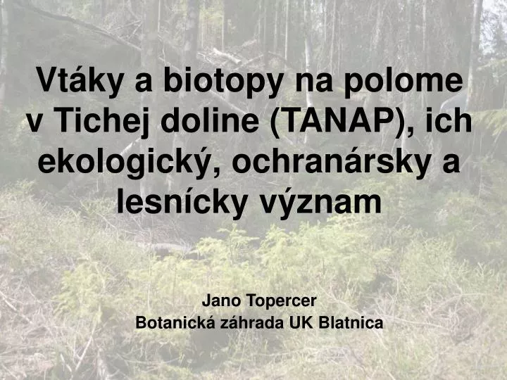 vt ky a biotopy na polome v tichej doline tanap ich ekologick ochran rsky a lesn cky v znam