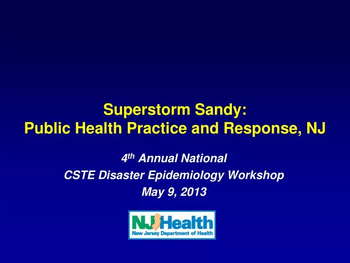 superstorm sandy public health practice and response nj