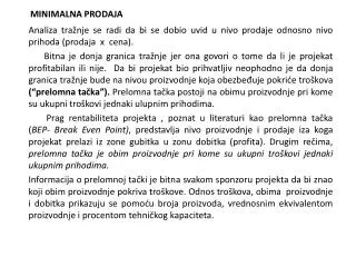 minimalna prodaja