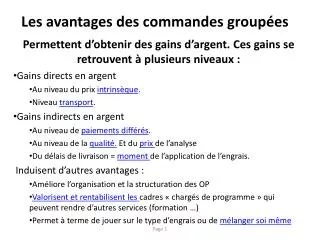 les avantages des commandes group es