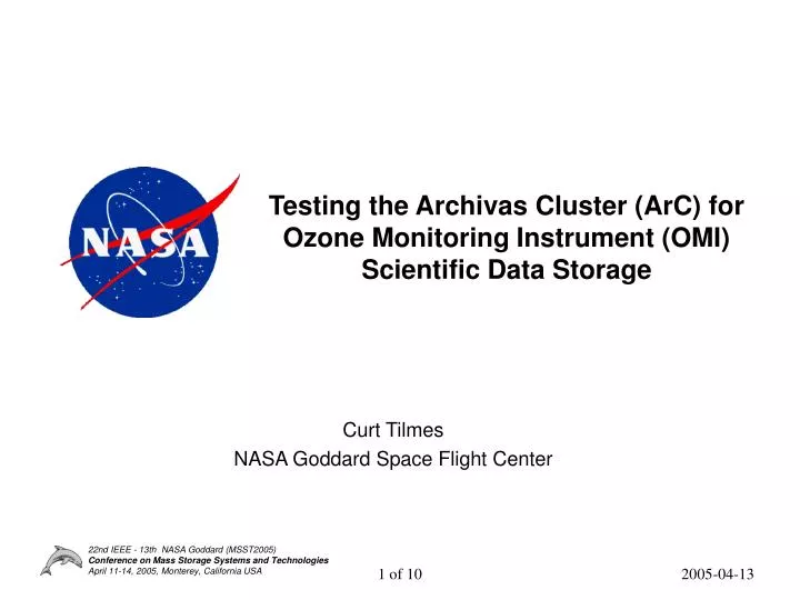 testing the archivas cluster arc for ozone monitoring instrument omi scientific data storage
