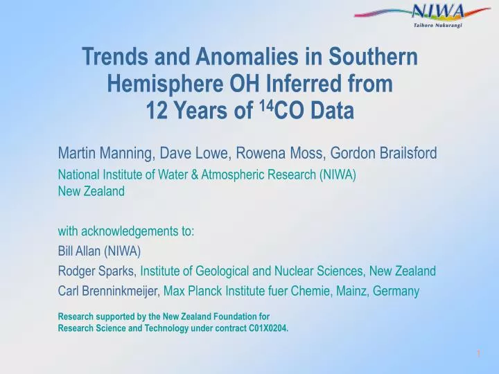 trends and anomalies in southern hemisphere oh inferred from 12 years of 14 co data