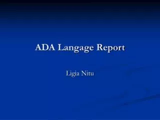 ADA Langage Report