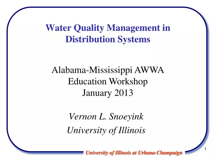 water quality management in distribution systems