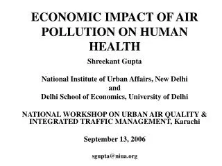 ECONOMIC IMPACT OF AIR POLLUTION ON HUMAN HEALTH
