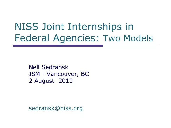 niss joint internships in federal agencies two models